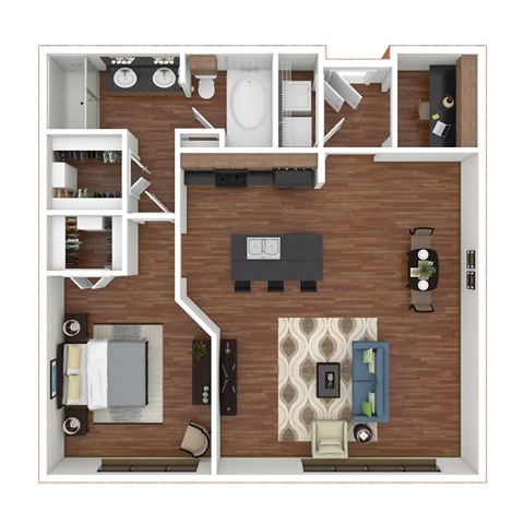 1x1 A8 a1 floor plan  1 bedroom 1 bath  129